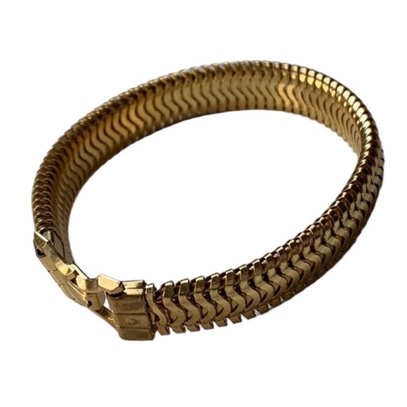 Gorgeous! Vintage Gold Plated Tight Link Snake Chain Bracelet Woman’s Jewelry - Picture 2 of 7